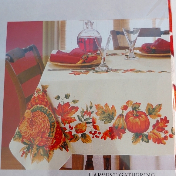 Bardwil Seasons Turkey Pumpkin Thanksgiving Table Cloth Rectangle 60"x 120" Vtg - Picture 1 of 10